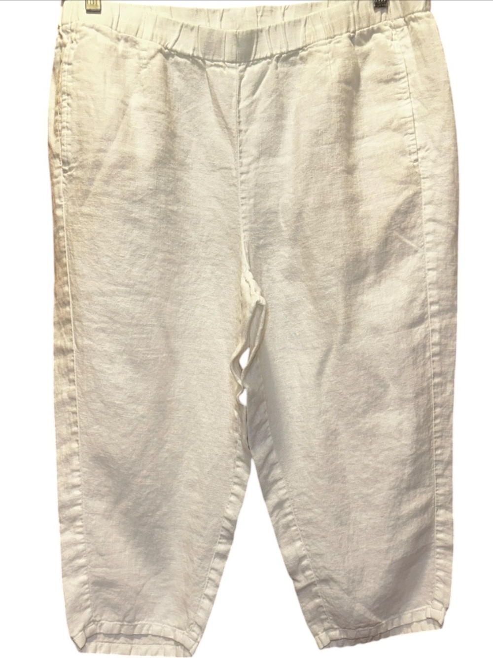 J. Jill White 100% Linen White Pull On Ankle Pants